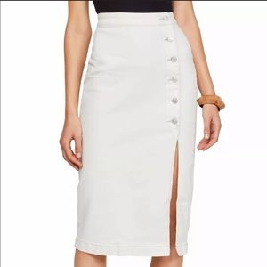 Free People Pebble White Midi Denim Jean Skirt.
